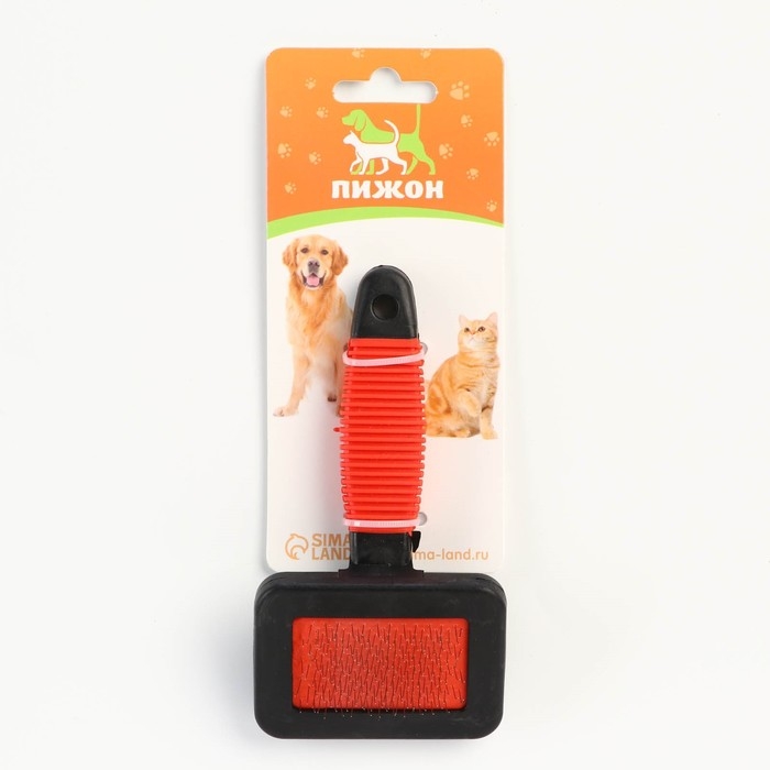 Пуходерка Пуходерка "Риф" без капель с резиновой ручкой 7 х 14 см, красно-чёрная