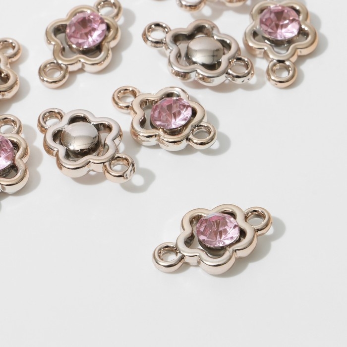 Коннектор «Цветок» 2,4×1,5×0,7 см, (набор 10 шт.), цвет сиреневый в золоте Коннектор «Цветок» 2,4×1,5×0,7 см, (набор 10 шт.), цвет сиреневый в золоте