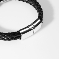 Браслет кожа &laquo;Когти&raquo; 2 нити, цвет серебряно-чёрный, 21 см