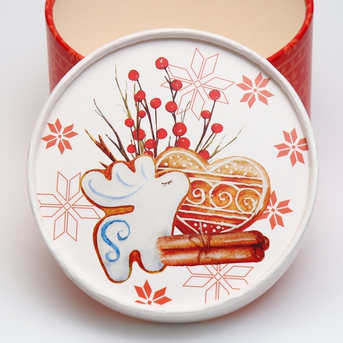 Новый год. Коробка подарочная круглая новогодняя "Новогодний гостинец" 13х13х8,5см.