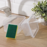 Дозатор для моющего средства с подставкой для губки Доляна, губка в комплекте, 600 мл, 17&times;13&times;14 см