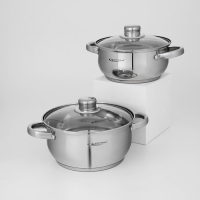 Набор кастрюль «Гретта», 2 предмета: 2,2 л; 3,2 л, капсульное дно, индукция Набор кастрюль «Гретта», 2 предмета: 2,2 л; 3,2 л, капсульное дно, индукция