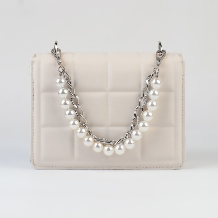 Цепочка для сумки, с жемчугом, d = 13 ± 1 мм, 2,3 × 16 × 11,5 мм, 29 ± 1 см, цвет серебряный Цепочка для сумки, с жемчугом, d = 13 ± 1 мм, 2,3 × 16 × 11,5 мм, 29 ± 1 см, цвет серебряный