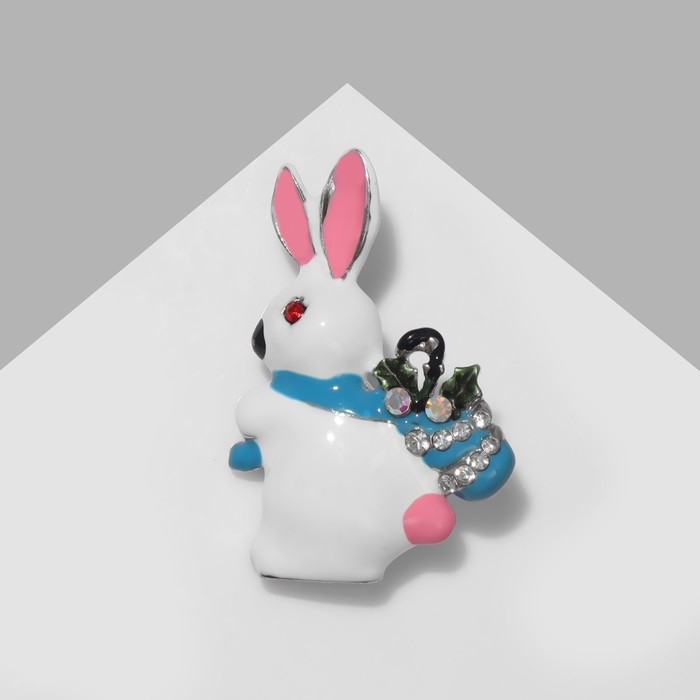 Брошь &laquo;Заяц&raquo; путешественник, цветная в золоте