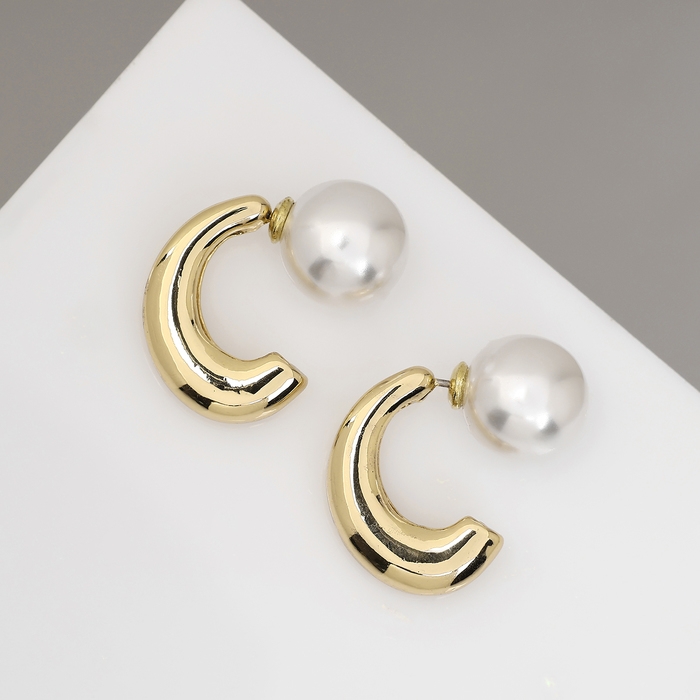 Серьги с жемчугом &laquo;Эксклюзив&raquo; полукольца, цвет золото