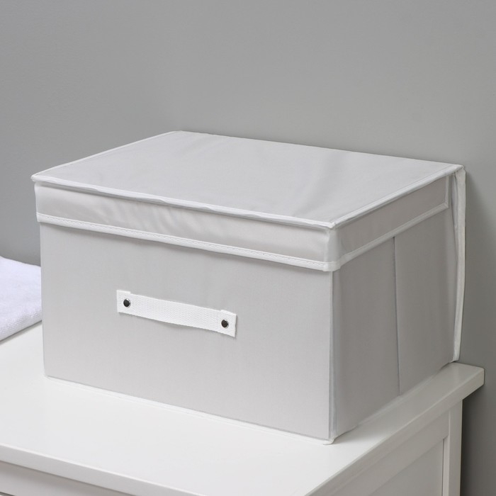 Короб стеллажный для хранения с крышкой LaDо́m, 40&times;30&times;25 см, цвет серый