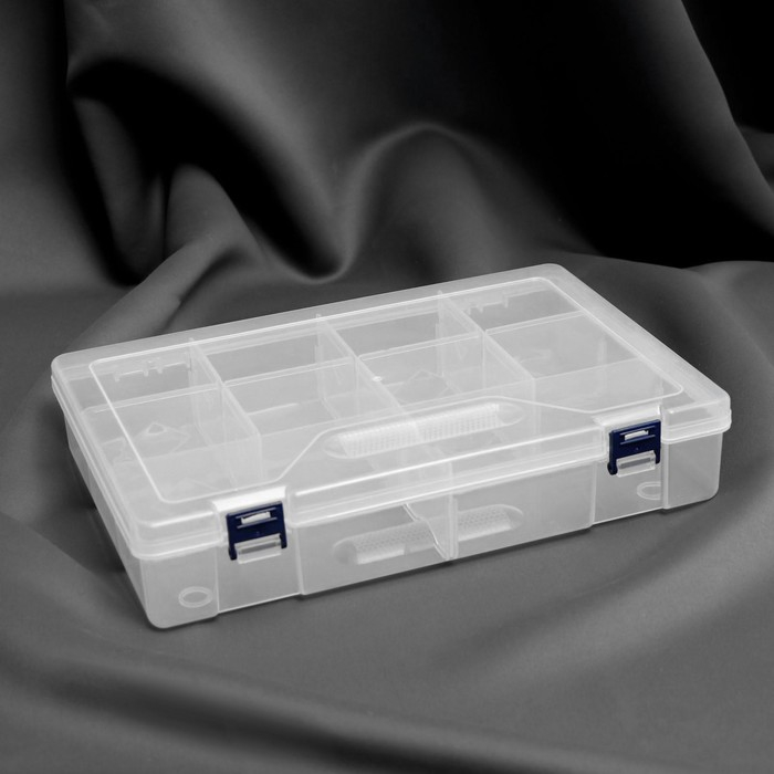 Органайзер для рукоделия, со съёмными ячейками, 10 отделений, 31 &times; 20,5 &times; 6 см, цвет прозрачный