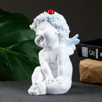 Фигура "Ангелочек с божьей коровкой" белый 8,5х10х14см