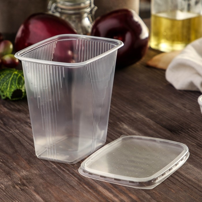 Контейнер пластиковый одноразовый с крышкой, 10 шт, 500 мл, 10,8×8,2×9,2 см, цвет прозрачный Контейнер пластиковый одноразовый с крышкой, 10 шт, 500 мл, 10,8×8,2×9,2 см, цвет прозрачный
