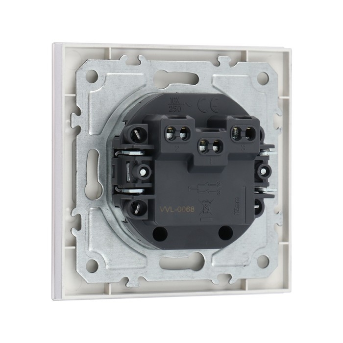 Выключатель TOT Matte Glass, 10 А, 2 кл., скрытый, стекло, серебристый Выключатель TOT Matte Glass, 10 А, 2 кл., скрытый, стекло, серебристый