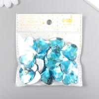 Декор для творчества пластик "Стразы сердце. Голубая вода" набор 30 шт 2,5х2,5 см
