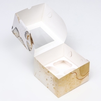 Коробка для 4 капкейков с окном , "Бабочки", 16 х 16 х 10 см