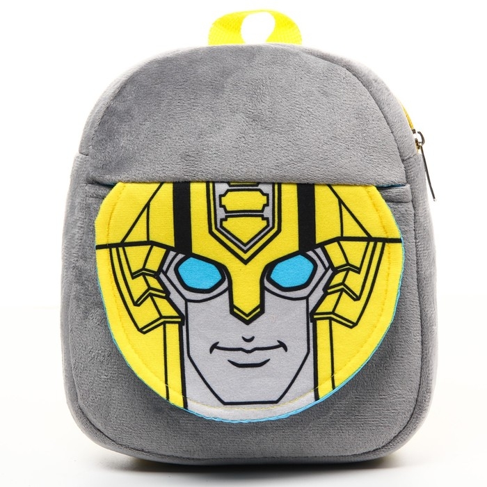 Рюкзак плюшевый на молнии, с карманом, 19 х 22 см "Бамблби", Трансформеры