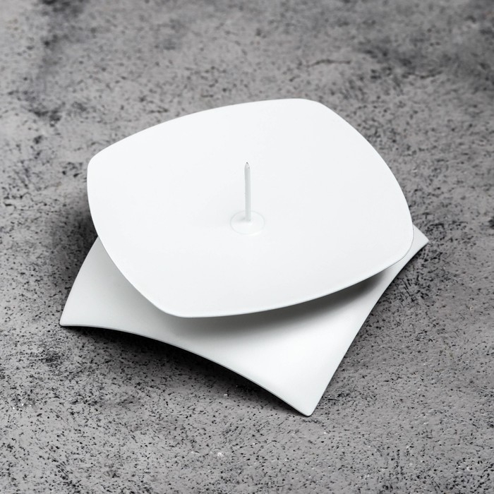 Подсвечник Подсвечник "Кварта Н" металл на 1 свечу, 9,5х3 см, белый