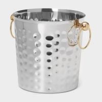 Ведро для льда из нержавеющей стали &laquo;Чеканный&raquo;, 5,2 л, 25&times;20&times;20,5 см, золотые ручки