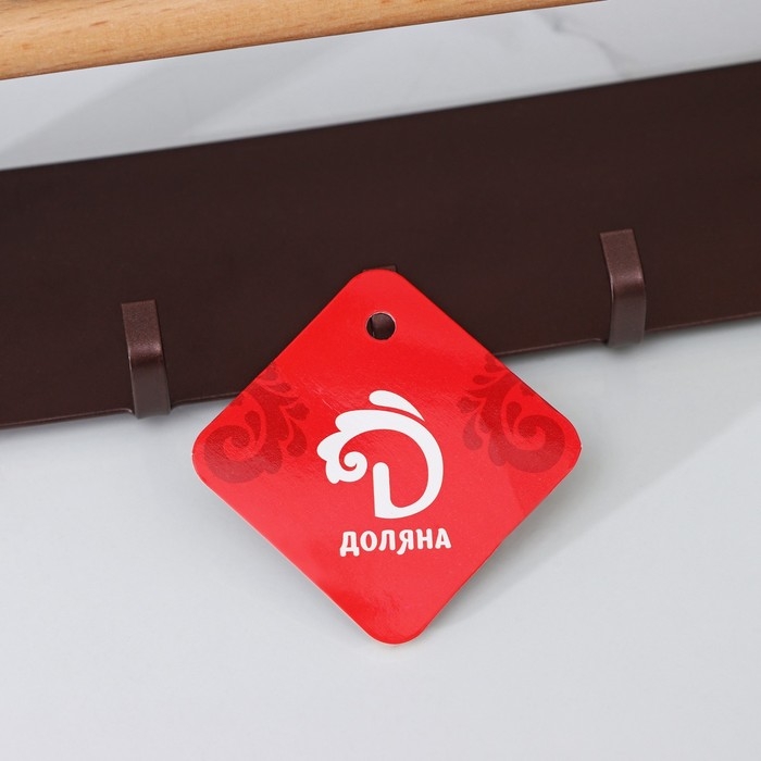 Держатель для кухонных принадлежностей на магните Доляна, 6 крючков, 4 направляющих, 34&times;24,5&times;34 см, цвет коричневый