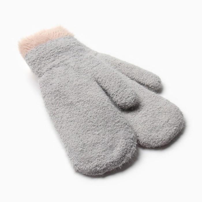 Варежки женские на иск.меху MINAKU опушка 22 см серый Варежки женские на иск.меху MINAKU опушка 22 см серый