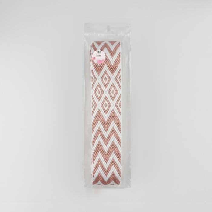 Стропа ременная &laquo;Ромбы и зигзаги&raquo;, 38 мм, 3 &plusmn; 0,1 м, цвет розово-белый