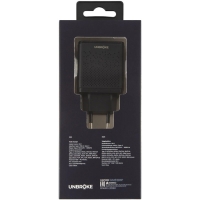 Сетевое зарядное устройство UNBR&Ouml;KE UN-1, USB+Type-C, 3 A, индикатор, черное