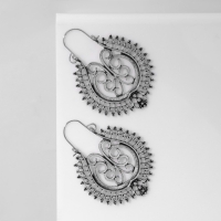 Серьги металл &laquo;Восток&raquo; узор в капле, цвет чернёное серебро