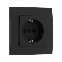 Розетка одноместная TOT Elegant, 16 А, скрытая, с з/к, черная Розетка одноместная TOT Elegant, 16 А, скрытая, с з/к, черная