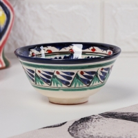 Пиала чайная Риштанская керамика "Цветы" большая, 11 см, микс Пиала чайная Риштанская керамика "Цветы" большая, 11 см, микс