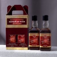 Набор &laquo;Первому во всём&raquo;, гель для душа и шампунь для волос во флаконах виски, 2х250 мл