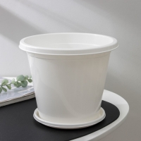 Горшок для цветов с поддоном &laquo;Эконом&raquo;, 3 л, пластиковый, цвет белый