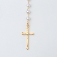Кулон с жемчугом &laquo;Крестик&raquo; цвет золото, 40см