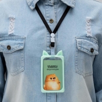 Чехол для бейджа с ушками &laquo;Улыбнись&raquo;, 7 х 12 см