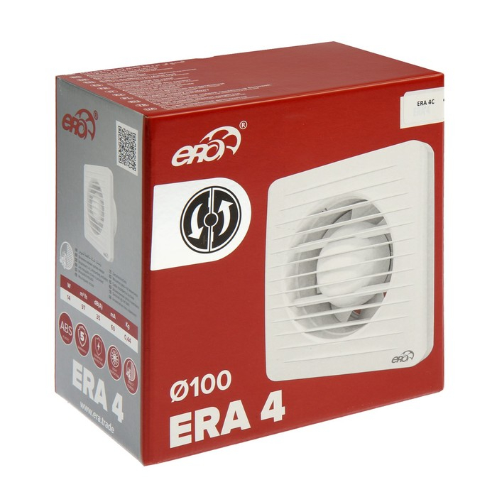 Вентилятор вытяжной ERA 4С, 150х150 мм, d=100 мм, 220‒240 В, с обратным клапаном Вентилятор вытяжной ERA 4С, 150х150 мм, d=100 мм, 220‒240 В, с обратным клапаном