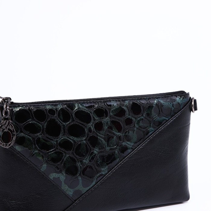 Сумка-клатч на молнии, цвет чёрный/зелёный Сумка-клатч на молнии, цвет чёрный/зелёный