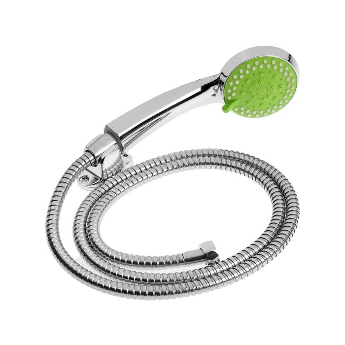 Набор для душа ZEIN Z0605, шланг 150 см, держатель, лейка 5 режимов, зеленый/хром Набор для душа ZEIN Z0605, шланг 150 см, держатель, лейка 5 режимов, зеленый/хром