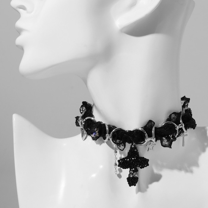 Чокер &laquo;Крест&raquo;, цвет чёрный, 30 см