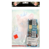 Алмазная мозаика с полным заполнением на холсте &laquo;Котёнок с бабочками&raquo;, 15 х 21 см