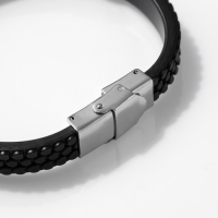 Браслет мужской &laquo;Мощь&raquo; этника, цвет чёрный с серебром, 22 см