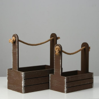 Набор кашпо деревянных 2 в 1 (25.5&times;15&times;30; 20&times;12&times;23) "Прованс", коричневый