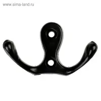 Крючок мебельный ТУНДРА TKd=003, двухрожковый, черный, 5 шт.