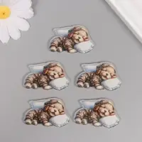 Декор для творчества акрил "Щеночек в пижамке сладко спит на подушке" 2,5х4,5х0,2 см