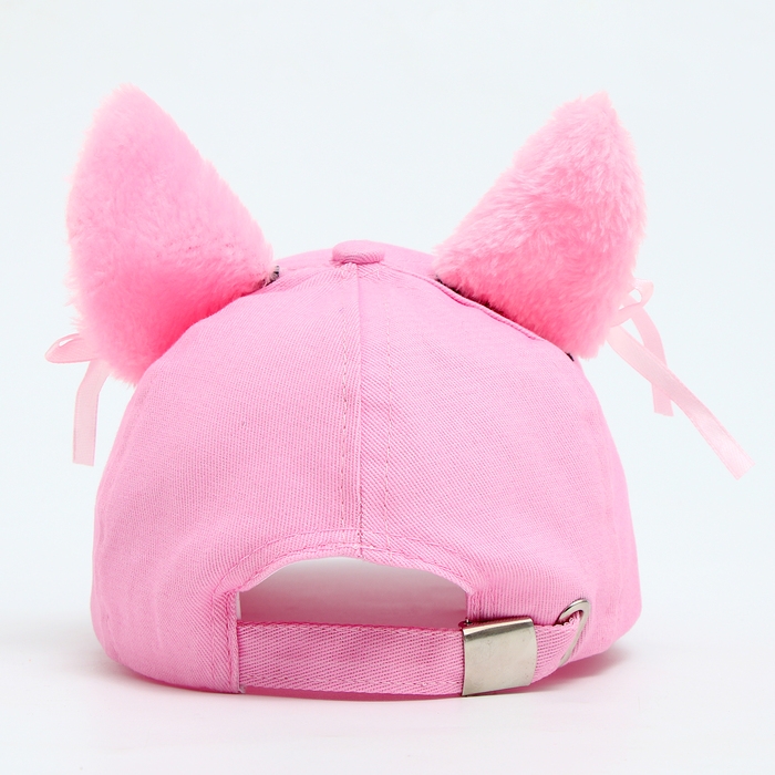 Кепка детская для девочки &laquo;Китти&raquo;, с ушками, цвет розовый, р-р 52-54, 5-7 лет