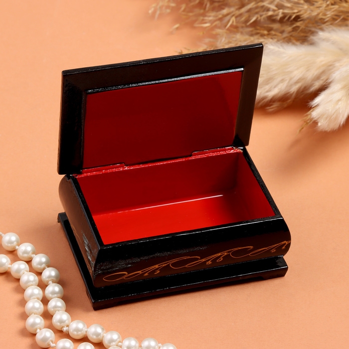 Шкатулка &laquo;Букет пионов в корзине&raquo;, черная, 6&times;9 см, лаковая миниатюра