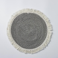 Салфетка сервировочная на стол Доляна &laquo;Бахрома&raquo;, d=25 см, цвет серый