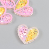 Шейкер для творчества акрил "Сердечко" с глиттером 0,5х3,1х2,8 см набор 5 шт