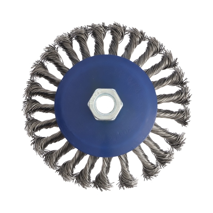 Щетка металлическая для УШМ ТУНДРА, крученая проволока, Щетка металлическая для УШМ ТУНДРА, крученая проволока, "тарелка", М14, 125 мм