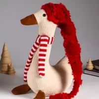 Кукла интерьерная "Гусь в длинном колпаке и полосатом шарфе" 28х11х70 см