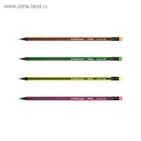 Карандаш чернографитный, ErichKrause &laquo;Vivo&raquo;, HB, d=2.2 мм, с ластиком, дерево, трехгранный в тубусе, микс