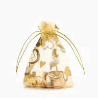 Набор мешочков подарочных 100шт.  "Сердечки", 7*9 см, цвет золотой (1195304)