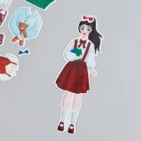 Наклейка-игра &laquo;Одень куклу. Школьный&raquo;, для скрапбукинга, творчества, пластик, 15&times;20 см