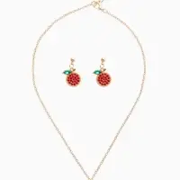 Набор 2 пред-та: серьги,кулон "Гранат", цвет красный в золоте 44+удл.