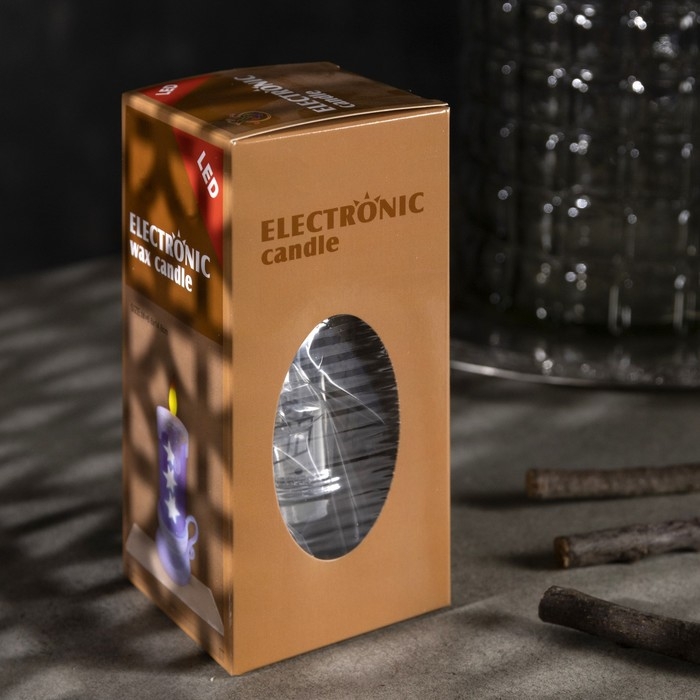 Светодиодная фигура &laquo;Свеча с ёлкой&raquo; 9 &times; 15 &times; 7 см, пластик, батарейки AG13х3 (в комплекте), свечение тёплое белое